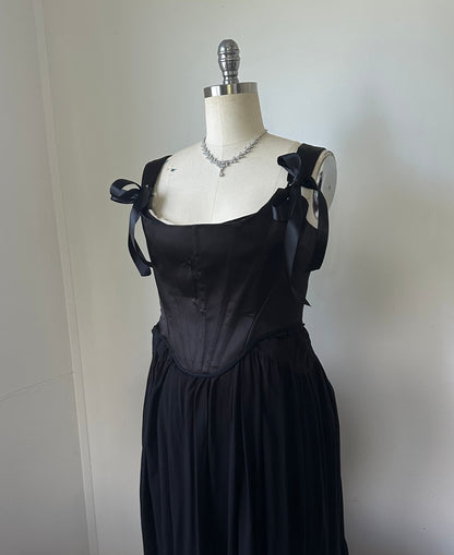 *NEW* Noir Black Satin Corset